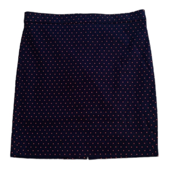 JCREW FACTORY cotton size 12P “The Pencil Skirt” in navy blu w/ red polka dots. - Picture 1 of 12